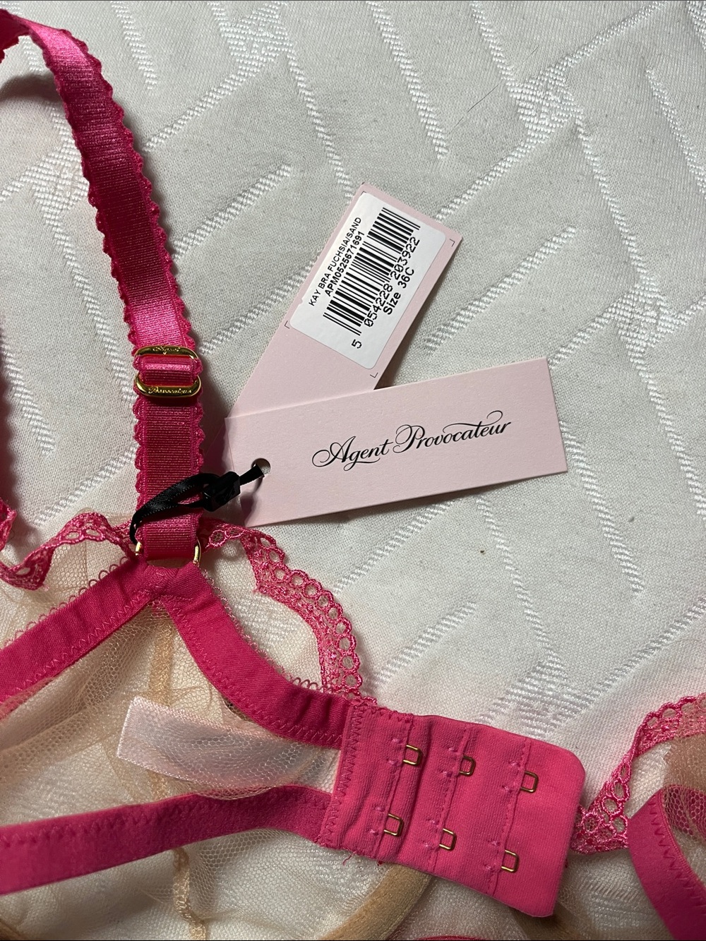 Agent Provocateur Hot Pink and Nude Sheer Lace Underwire Bra Kay 36C - Picture 6 of 6